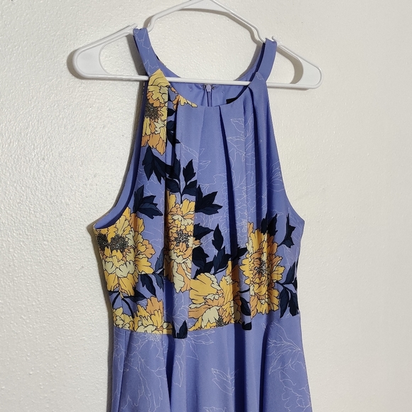 Adrianna Papell Lavender Floral Dress Midi Halter - Picture 4 of 6